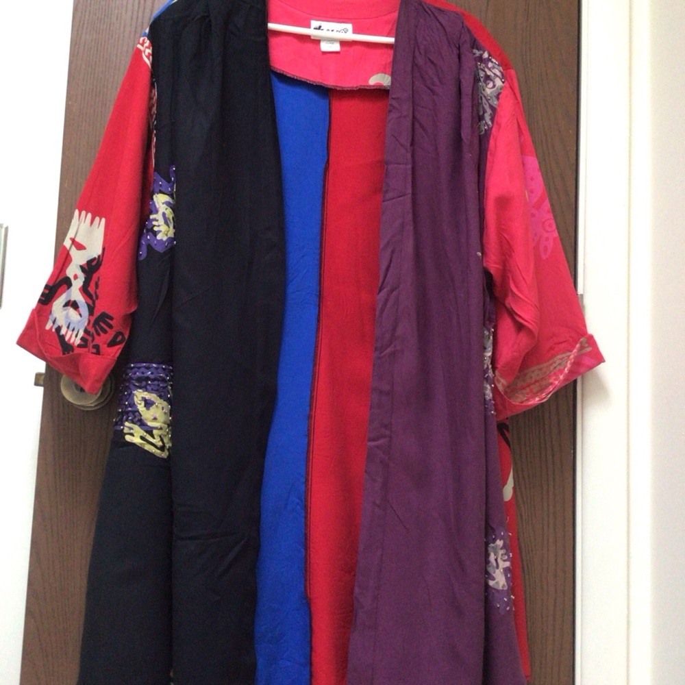 We Be Bop Vibrant Tunic kimono top100% rayon embroidered Aztec, 3XL